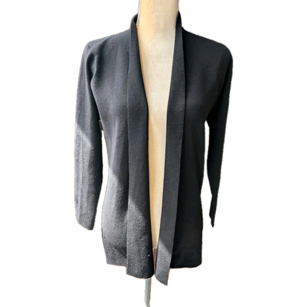Eileen Fisher Women's Cardigan Size PS Black 100% Wool Made In Hong Kong Italian
